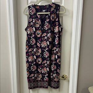Lands' End Women's Sleeveless Floral Midi Dress - Purple and Pink